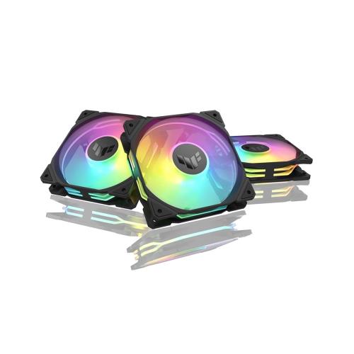 ASUS ケースファン 120mm 3個パック Aura Sync 逆回転 TUF Gaming TR120 ARGB Fan Reverse 3IN1 黒 国内正規代理店品