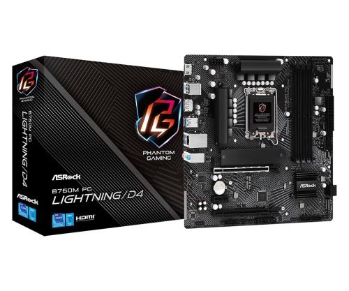 ASROCK B760M PG Lightning/D4 Intel B760 LGA 1700 micro ATX。