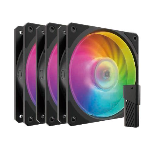Cooler Master Mobius 120P ARGB 3-Pack Fan Kit 120粍 ARGB気違い 3個 + 人工知能学 Mini LED制御装置属する マイコン入れもの気違い仕掛ける 黒いこと MFZ-M2DN-243P2-R1 FN2326