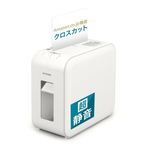 静音タイプアイリスオーヤマ 静音シュレッダー 家庭用 細断枚数6枚 細断速度約2.2m/分 クロスカット BD細断可能 ダストボックス7.5L A4/60枚収容 小型 AZ-P6HCS-W ホワイト