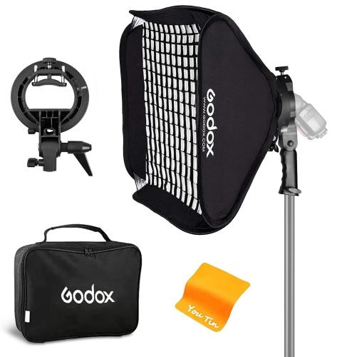 GODOXグリッドソフトボックス6060cm 折りたたみ S型ボウエンマウントブラケット付き フラッシュストロボスピードライト撮影用 (6060SFGV)