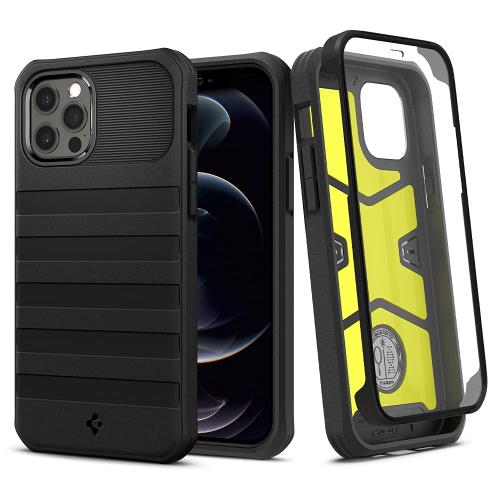Spigen 創業18年の技術力 iPhone 12 Pro ケース iPhone 12 ケース [ケース+ガラスフィルム] 米軍MIL規格取得 耐衝撃 三層構造 カメラ保護 傷防止 衝撃吸収 ジオアーマー ACS02951 (ブラック)