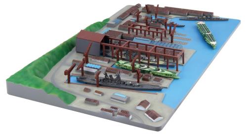 フジミひな型 1/3000 集める軍港つづき物 No.3EX-2 呉軍港 (この分野の(さらにいくつもの)隅っこに)重巡緑包み プラモデル 軍港3EX-1