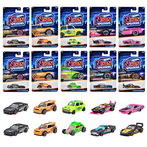 ホットウィール(Hot Wheels) ネオンスピーダーズ アソート 10台 BOX売りわたす 車輛手あそび ミニカー 3歳から マルチ 986D-HLH72 ミニカー・トイカー-車