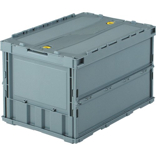 トラスコ中山(TRUSCO) 薄型折りたたみコンテナ 収納ケース 収納ボックス 3個ケース販売 526X365X62mm ロックフタ付 50L グレー TR-C50B-GY|GOODWOODS
