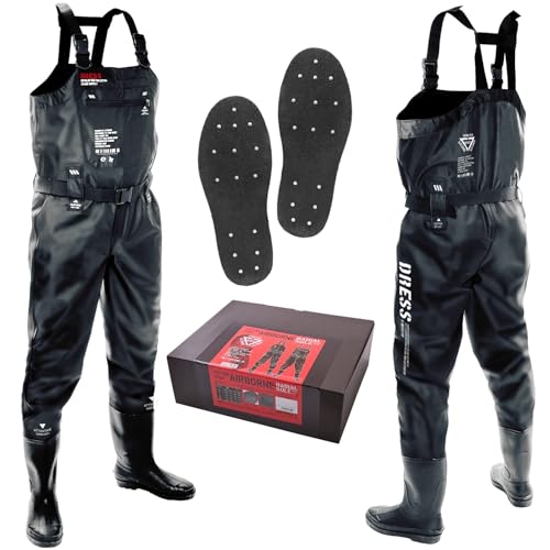 ドレス(DRESS) 「フェルトスパイク」ウェーダー チェストハイウェーダー AIRBORNE L フェルトスパイク 身長170~175 ブーツ26~26.5 防災 災害