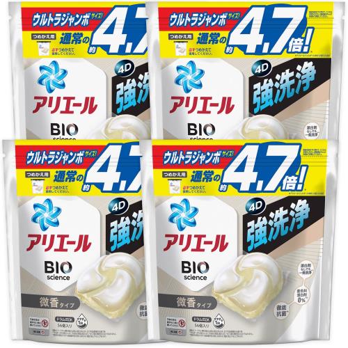 蟻さけび声 容れもの売りわたす ジェルボール4D 洗い濯ぎ中性洗剤 微香 詰め替え 56個x4袋 ダイエット・健康-その他