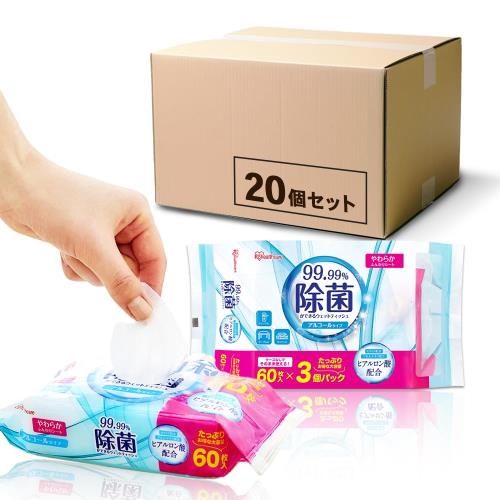 アイリスオーヤマ(IRIS OHYAMA) ウェットティッシュ アルコールタイプ 除菌ができる 3600枚(60枚入3P20個セット)|GOODWOODS