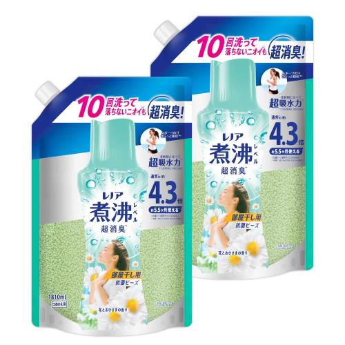 レノア 煮沸レベル超消臭 抗菌ビーズ 部屋干し 花とおひさまの香り 詰め替え 1,810mL2袋 [大容量]まとめ買い