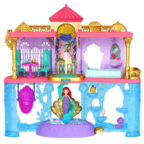 マテル(MATTEL) ディズニー(Disney)/ディズニープリンセス(Disney Princess) アリエルとデラックスおしろ(かさねるおしろシリーズ! ミニドール)ディズニー100周年セレブレーション着せ替え人形お城 ハウス、アクセサリー付き 3才~プレゼント HLW95