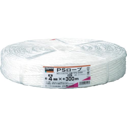 TRUSCO(トラスコ) なおなお書き縄索 4粍300m 白 TPS-4300 x 5 巻入れもの売りわたす