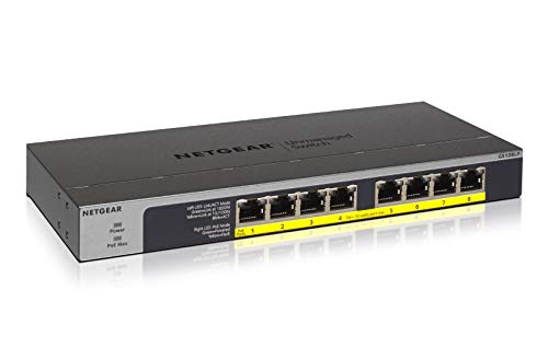 置き目品 サイバー空間歯車 NETGEAR スイッチングこしき 8界面 1G PoE+ (60.5W) 金属元素筐体 静音気違い受け答え リミテッドライフタイムハードウェア アンマネージスイッチ GS108LP-100AJS