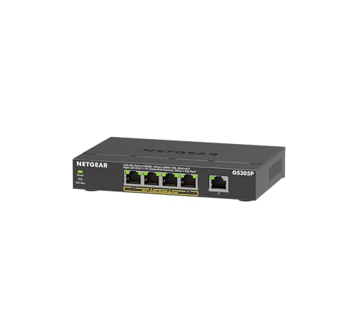 正規品ネットギア NETGEAR スイッチングハブ 5ポート 1G PoE+ (63W) 金属筐体 静音ファンレス メーカー3年 アンマネージスイッチ GS305P-300JPS