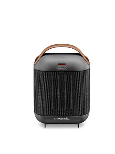 DeLonghi (デロンギ) ファンヒーター カプスーラ HFX30C11-AG セラミックヒーター 足もと手さき イタリアンデザイン コンパクト 薄型 ハイパワー 送風機能 取り外し可能フィルター [ブラック] デロンギファミリー登録で5年