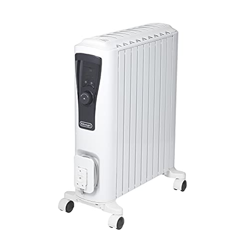 De'Longhi (デロンギ) オイルヒーター ユニカルド RHJ65L0915 電気ヒーター ゼロ風暖房 節電 乾燥しにくい 表面温度約60℃ エコモード 安全プラグ [10-13畳] [ピュアホワイトブラック] デロンギファミリー登録で5年