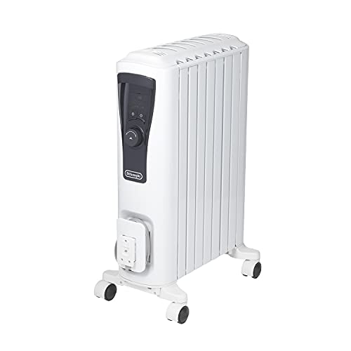 De'Longhi (デロンギ) オイルヒーター ユニカルド RHJ65L0712 電気ヒーター ゼロ風暖房 節電 乾燥しにくい 表面温度約60℃ エコモード 安全プラグ [8-10畳] [ピュアホワイトブラック] デロンギファミリー登録で5年