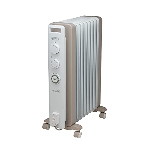 De'Longhi (デロンギ) オイルヒーター ヴェルティカルド RHJ21F0812-WH 電気ヒーター ゼロ風暖房 静音 乾燥しにくい 表面温度約80℃ 燃料補充不要 安全プラグ [8-10畳] [カモミールホワイト] デロンギファミリー登録で5年