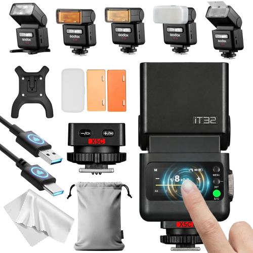 Godox iT32 カメラフラッシュ X5C コマンダーと組み合わせ Canon対応 分離トリガー撮影 オンカメラモードとオフカメラモード両方サポート 軽量 わずか160gのストロボ本体 フル発光約510回 1.5秒の高速リサイクル キャノンカメラと互換性