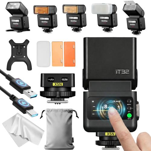 Godox iT32 カメラフラッシュ X5N コマンダーと組み合わせ Nikon対応 分離トリガー撮影 オンカメラモードとオフカメラモード両方サポート 軽量 わずか160gのストロボ本体 フル発光約510回 1.5秒の高速リサイクル ニコンカメラと互換性