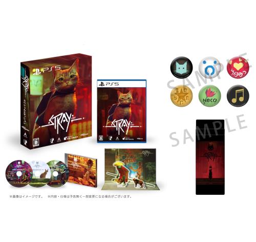 Stray(ストレイ) スペシャルエディション -PS5 オリジナルステンレスボトル、缶バッジセット 同梱  特典オフィシャルサウンドトラックCD(3枚組)、アクリルジオラマスタンド