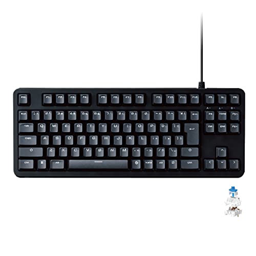 エレコム ゲーミングキーボード 有線 力学的 5000万回高耐久取り替えっこやとい入れる 全キーロールオーバー クリッキー 青軸 日本語取り合わせ テンキー受け答え 黒いこと TK-キーパー20CBK