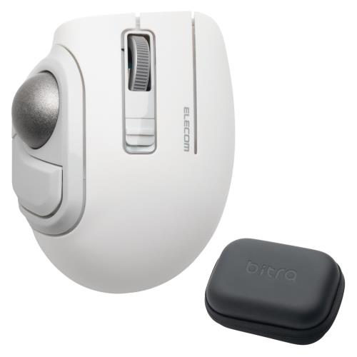 エレコム トラックボールマウス bitra 静音 親指操作 Bluetooth 無線2.4GHz 2台マルチペアリング 5ボタン 専用収納ケース付 ホワイト M-MT1MRSAWH