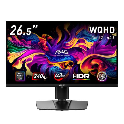 MSI QD-有機EL ゲーミングモニター MAG 272QP QD-OLED X24 26.5in/WQHD/QD-OLEDダイアログボックス/240サイクル/0.03ms（GTG）/ハードウェアブルーライトカット/HDR/人工知能学幻影/HDMI2.1/DP 1.4a/縦横回転させる高さ合わせる/中心/製造会社3年