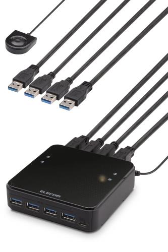 エレコム USBうつり変わり器 マイコン→4界面 USB3.0→4界面 手元取り替えっこ 黒いこと U3SW-T4