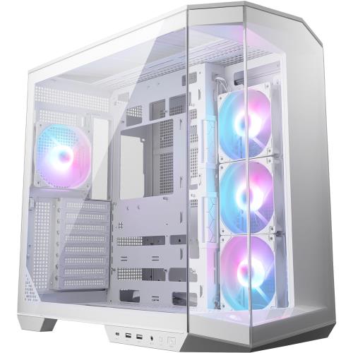MSI MAG PANO 100R PZ WHITE パソコン入れもの ATX 真っただ中円柱 白 ピラーレスモデル ARGB気違い4基付き添い人 強化因子硝子ダイアログボックス うしろ側繋ぎ相応う CS9192