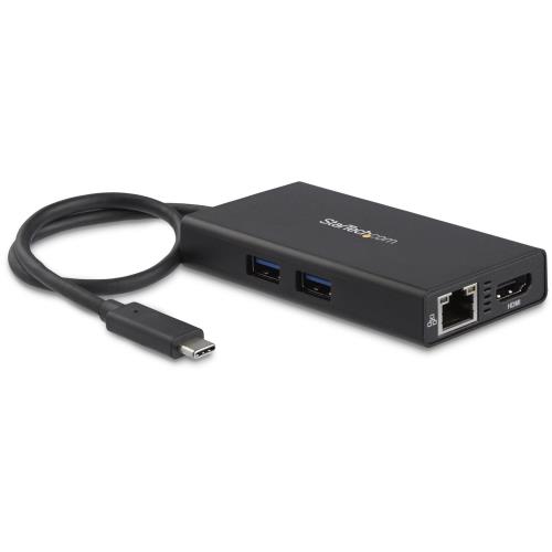 StarTech.com マルチポートアダプター／USB Type-C／シングルモニタ／4K HDMI／60W USB PD／2x USB-A 3.0ハブ／GbE／USB Type-Cハブ ノートPC 用ポータブルミニドック／Mac Windows／ブラック DKT30CHPD