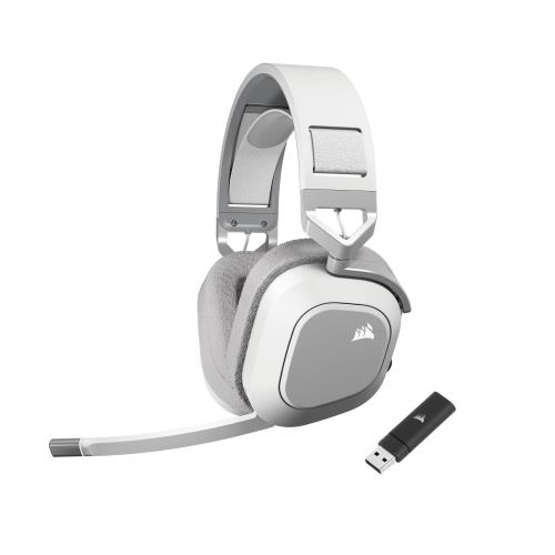 CORSAIR HS80 MAX WIRELESS ゲーミングヘッドセッ ト マイコン/なおなお書き4/なおなお書き5相応う Bluetooth相応う メモリーフォームイヤーパッド Dolby ATOMOSオーディオ 軽銀ひな形 白いこと CA-9011296-AP