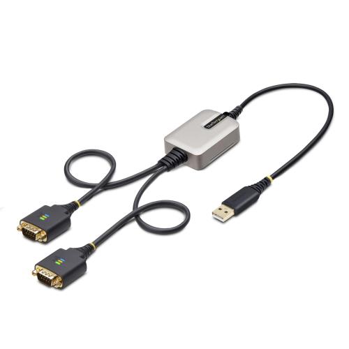 StarTech.com USB - RS232Cシリアル変換ケーブル／ストレート／USB 2.0接続／61cm／2ポート D-Sub 9 ピン／オス-オス／FTDI FT232R／COM番号保持機能／着脱式ねじ ナット付属／ESD保護／各種OS対応／DB9シリアルコンバーター 2P1FFC-USB-SERIAL