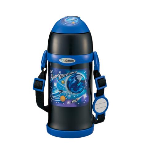 象印マホービン 子ども向け 水筒 600ml 2WAYタイプ ストロー コップ さげひもつき ステンレスボトル 軽量コンパクト ブラック SC-ZT60-BA