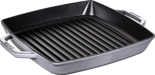 staub ストウブ 「 ピュアグリル 真四角 薄墨色 28糎 」 食べ物屋食麺麭 両手 鋳込み ホーロー IH相応う 日本置き目売りわたす品 Grill  Frying Pan 40511-684