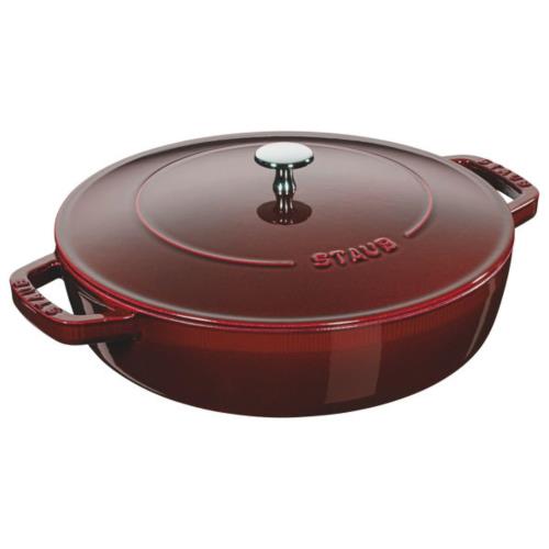 staub ストウブ 「 ブレイザー ソテーパン グレナディンレッド 28cm 」 大きい 両手 鋳物 ホーロー 鍋 浅型 すき焼き IH対応 日本正規販売品 Braiser 40511-513