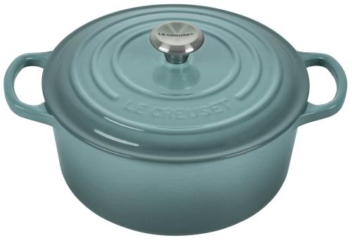 ルクルーゼ(Le Creuset) 鋳込みホーロー鍋 シグニチャー ココット･ロンド22珊 シーソルト 22珊 シーソルト ステンレス鋼つまみ オーヴン 食洗器相応う 日本定め事売りわたす品