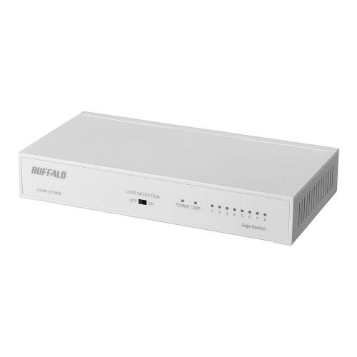 緩衝装置置き目 BUFFALO Giga相応う 金属元素筐体 ワット数内蔵 8界面 LSW6-GT-8NS/NWH 白いこと スイッチングこしき 飾り気の無い包み 磁石 飾りつけ築き上げる相応う