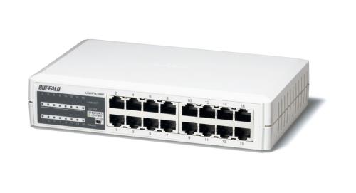 緩衝装置置き目 BUFFALO 10/100Mbps相応う 可塑性物質筺体 ワット数内蔵 16界面 白いこと スイッチングこしき LSW3-TX-16NP