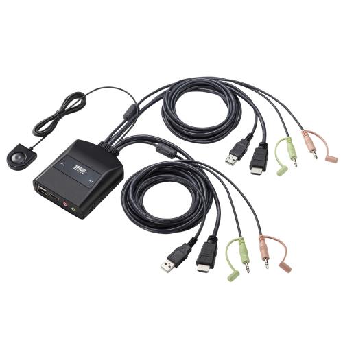 サンワサプライ HDMI KVM うつり変わり器 2台用 4K@60サイクル 手元取り替えっこ 有線テレビ一体型 エミュレート非積み上げる Windows/Mac/リナックス相応う SW-KVM2WHUUS