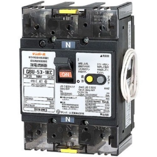 テンパール工業 単3中性線欠相保護付漏電遮断器 OC付 40A 30mA リード線付 U5301EC4030V
