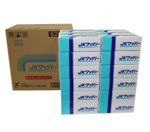 容れもの売りわたすクレシア JKワイパ 150-S｜機械類確保へばり着く汚れた状態の拭き取りに至適な捉え所の無い印字機紙ワイパ（150枚36箱）62301