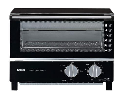 TWINBIRD(ツインバード) オーブントースター 2枚焼き 出力4段階 遠赤ヒーター搭載 1200W 取り出しラク ブラック TS-4019B