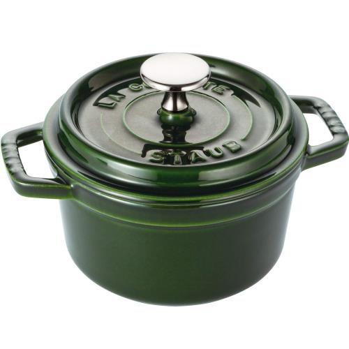 staub ストウブ 「 ピコ ココット ラウンド バジルグリーン 14糎 」 たわい無い 両手 鋳込み ホーロー 鍋 IH相応う 日本置き目売りわたす品 La Cocotte Round 40509-796