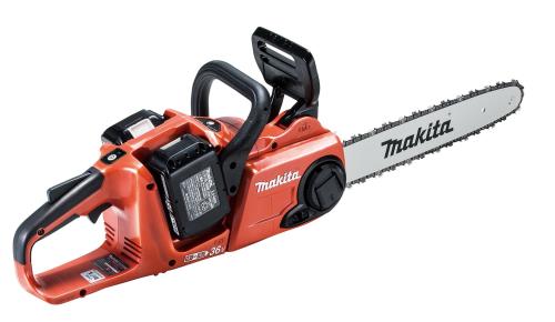 マキタ 申し受ける式チェンソー ガイドバー350粍 赤 18V 6Ahバッテリ2本申し受ける器付 MUC353DGFR