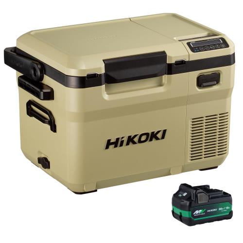 HiKOKI(ハイコーキ) 14.4/18V コードレス 冷温庫 UL18DD 10.5L コンパクト 3電源対応 コンプレッサ式 -18℃~60℃ 17段階温度設定 USB-A USB-C端子搭載 ACアダプタ 車載用DCコード 蓄電池1個付き サンドベージュ UL18DD(XMBZ)