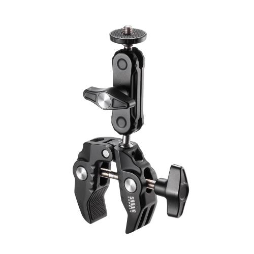 サンワサプライ クランプ式カメラマウント 小型 1/4インチネジ 支柱13～60mm対応 角度調整 アルミ 耐荷重1.5kg CR-LACAM5