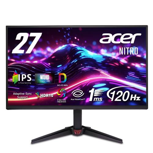 Acer 27in WQHD IPS 非光輝 120サイクル 1ms(VRB) DCI-P3 90% HDR10 ブラックブースト VRB相応う Adaptive-Sync ブルーライトシールド HDMI 2.0 DisplayPort v1.4 スピーカーヘッドフォン端子 VESAマウント相応う ブラックブースト Nitro ゲーミングモニター VG270UGbmiipx