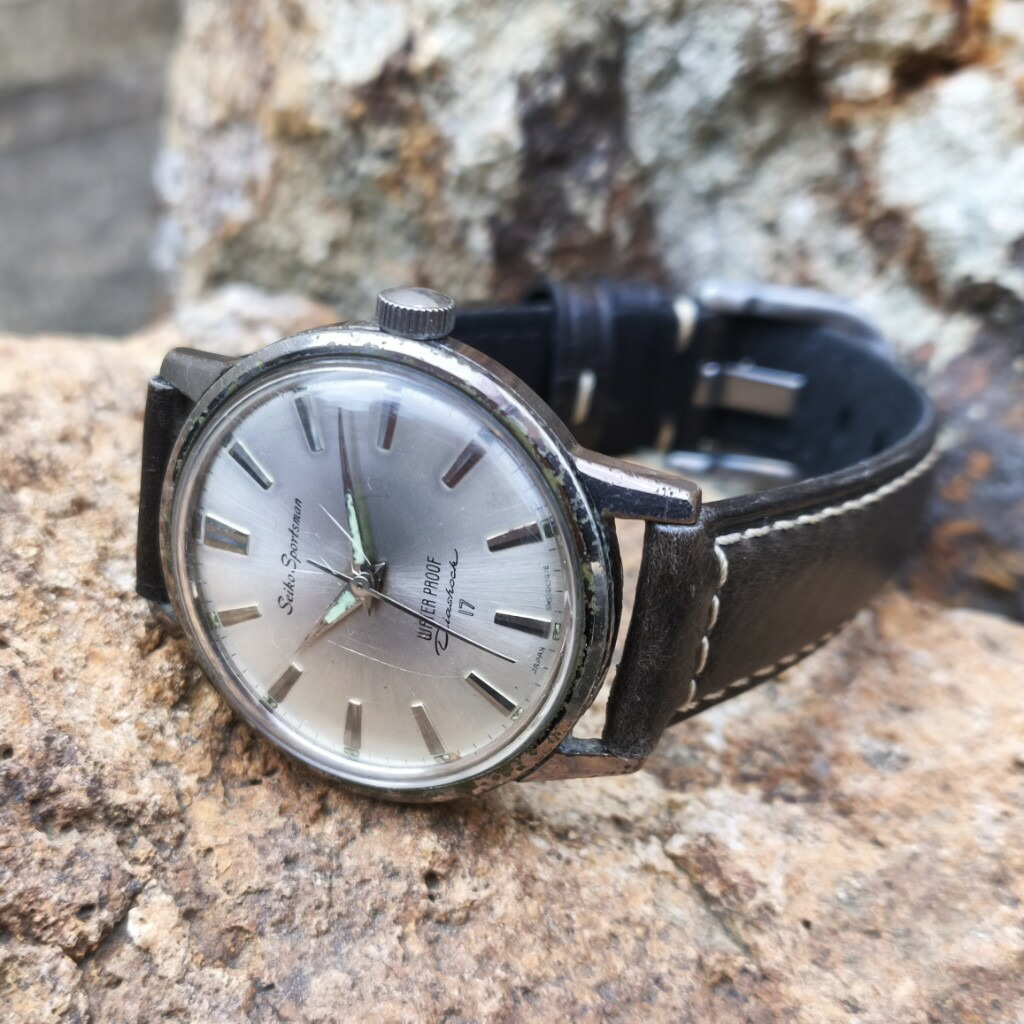 【中古品】【OH済み】SEIKO/セイコー Sportman/スポーツマン 14091 スポーツマンセブンティーン 17石 Cal.4361 キャリバー 機械式 手巻き時計 精工舎諏訪工場 1964年 4月製造 アンティークウォッチ 腕時計（spm14091-1）｜LEVELSEVEN