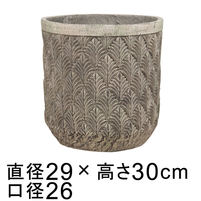 ファイバーセメントポット ライトグレー系 リーフ 模様付き S 29cm 15リットル 6,534円