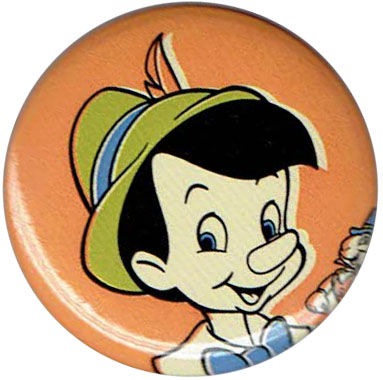 DISNEY　ピノキオ　Pinocchioピノキオ　アンティーク　フェイス柄缶バッチloungefly ラウンジフライサイズにご注意ください！画像